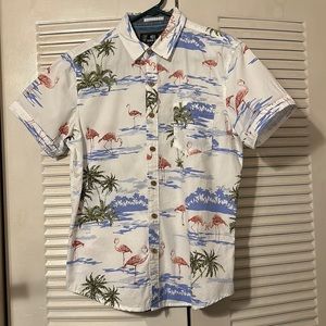 MBX Premium Goods Hawaiian Print Shirt Flamingos